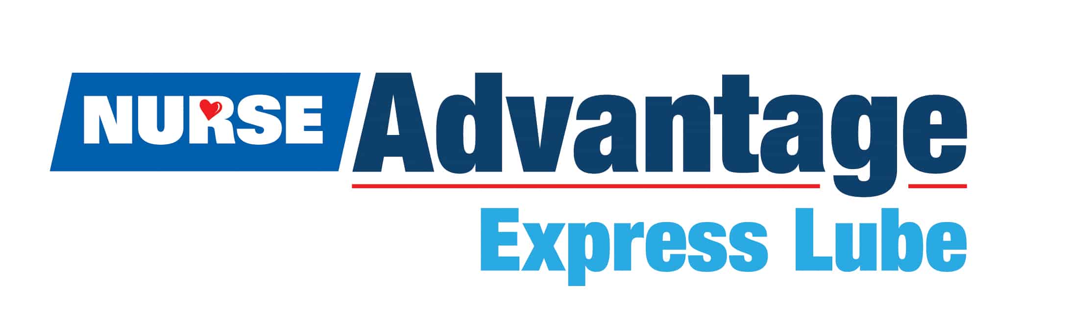 Nurse Advantage Express Lube logo featuring bold blue and black lettering on a white background.