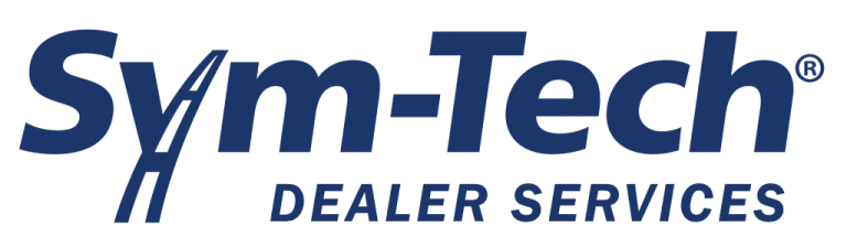 Sym-Tech Dealer Services logo in blue text, automotive service branding.