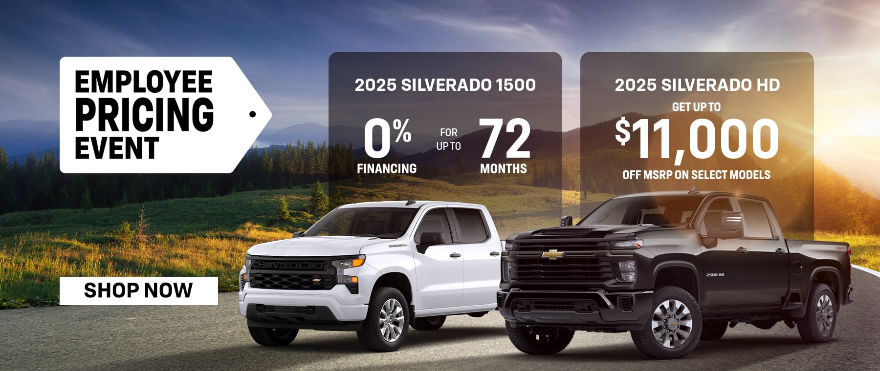 Promotional image featuring "View All Offers Here" text over cars in a lit garage setting.