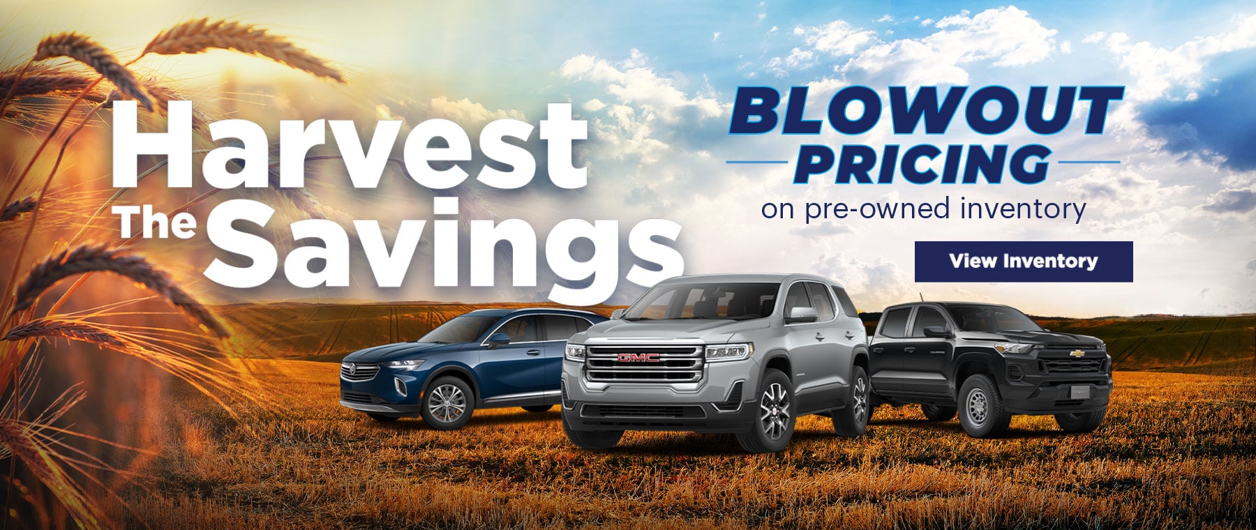 Pre-owned vehicle clear-out event ad with three cars and call to view inventory at Nurse Chevrolet.
